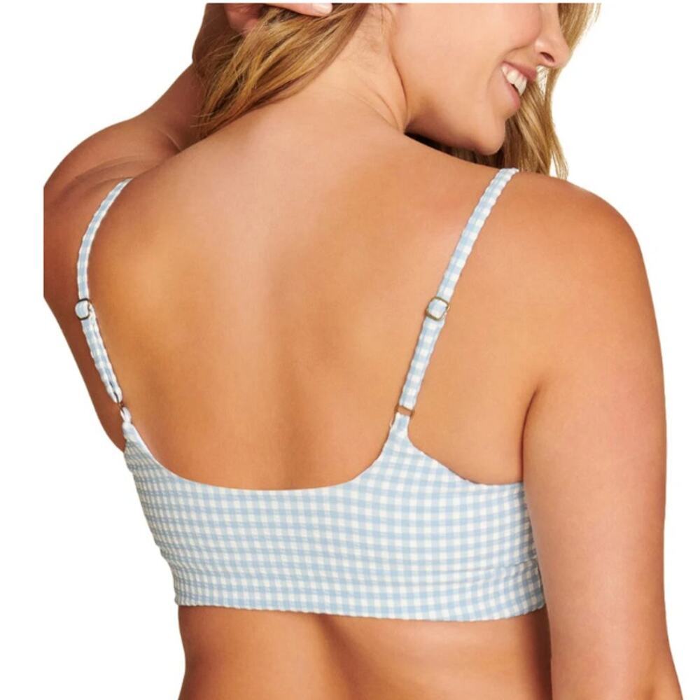 Andie Swim The Maui Bikini Top Pool Blue Gingham Small NEW NWT - Picture 2 of 4